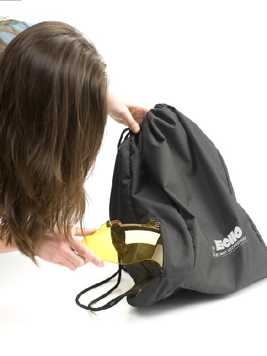 Hands free helmet bag at events